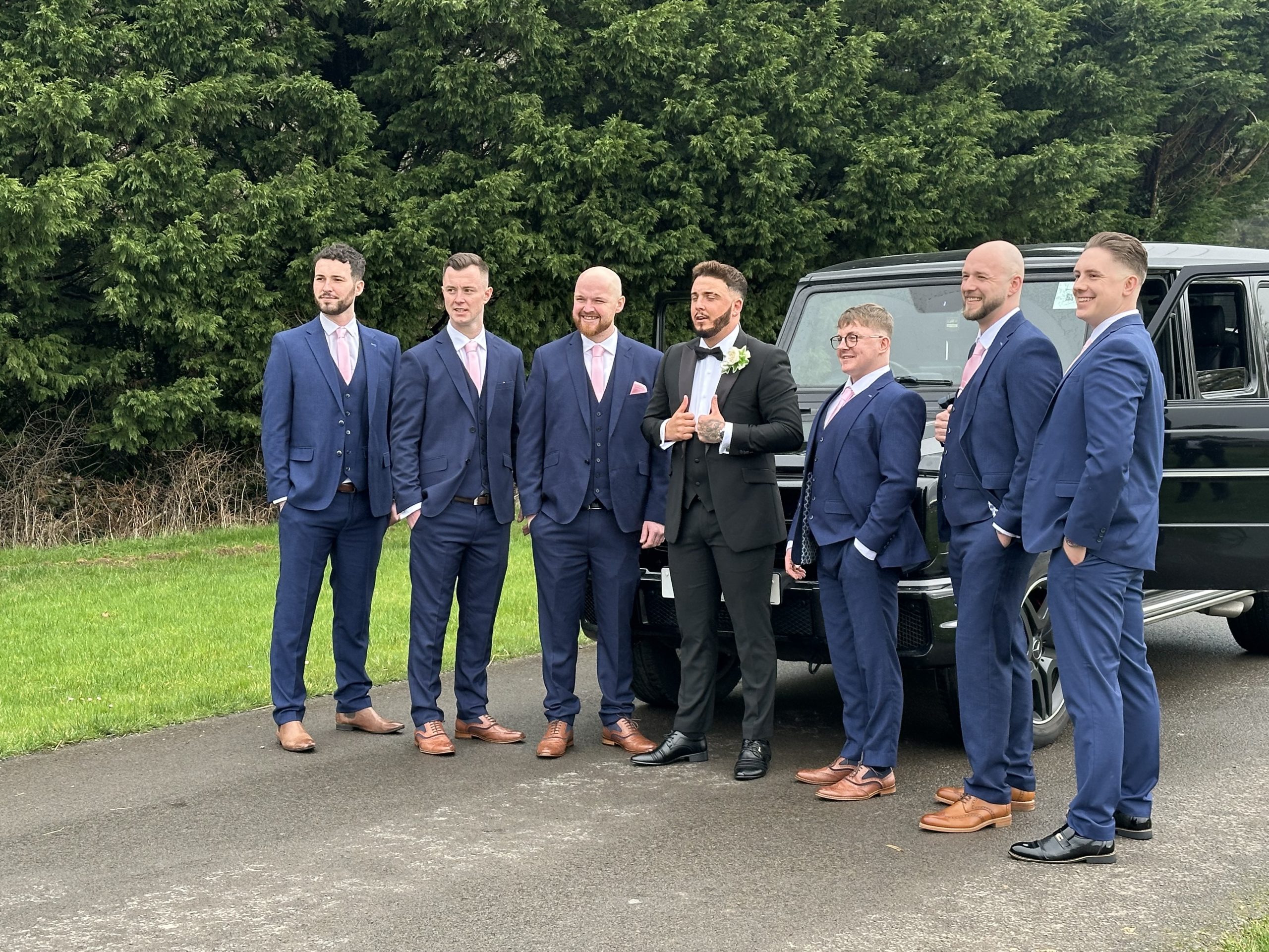 Wedding Car Hire Picture Groom and Friends